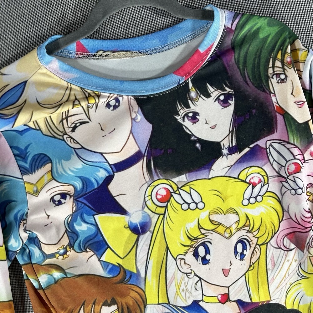 Sailor Moon AOP Long Sleeve Shirt Womens L All Over Print Anime Senshi Graphics‎
